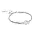 Silbernes Edelstahl-Box-Armband mit einem polierten Hindu-Om-Symbol-Anhänger für Damen - Box Kette / Stahlfarbe