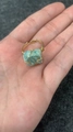 Handmade adjustable ring with raw light blue natural stone and gold wire wrapping - Adjustable Open / Amazonite