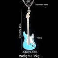 Collana con chitarra elettrica blu con catena in acciaio e pendente in lega - Blu (YYR01407)
