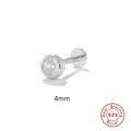 4mm S925 sterling silver ball stud earring with clear round zircon for cartilage - 4mm / Platinum