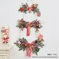 Three-tier Christmas tree wall hanging with snow pine, red bows and Santa Claus doll - 90CM Three-Tier Tree Shaped Hanging
