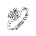 Macro detail of high-quality round zircon solitaire ring with classic four-prong setting - Adjustable Open / 1 Carat Four-Prong Square Base Style(XSD-11)