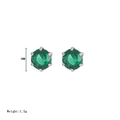 Elegant 6mm green gemstone stud earrings with classic six-prong silver setting - Silver-Green Zircon