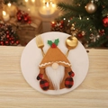 Christmas gnome cutlery holder with red plaid details and brown hat for festive dining - Gingerbread Man