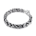Herren Silber Edelstahl Byzantiner Kette Armband mit sicherem Karabinerverschluss - Byzantinischer Stil (KB76936-BD)