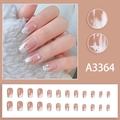 Press-on nails in creamy white and champagne gold gradient with sparkling star designs - Milky White Champagne Gold Gradient Star [Glue Style] (A3364)