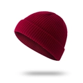 Burgundy knit docker hat for men with classic rolled cuff and premium ribbed texture - Burgundy