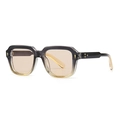 Retro oversized square sunglasses featuring gradient frames and tea-tinted lenses - Black Tea Gradient Tea Lenses