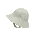 Beige kids cotton sun hat with adjustable chin strap and velcro for outdoor sun protection - S (45cm 3-9 Months) / Bean Green