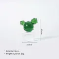 Miniatur Kaktus aus grünem Glas mit klarem Topf, 43mm handgefertigte Glasfigur Deko - Kaktus Stil A
