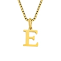 Polished gold initial E pendant on a sturdy box chain minimalist necklace - Letter E-Gold