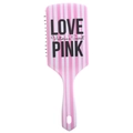 Pink and white striped paddle hair brush with LOVE and PINK logo design for women - Pink and White Stripes LOVE