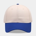 Detail of 6-panel cotton baseball cap with royal blue visor and beige twill fabric - Adjustable / Beige with Royal Blue Visor
