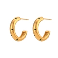 Gold-plated stainless steel C-hoop earrings featuring green star-shaped zircon stones - Green