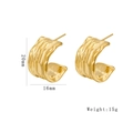 Golden C-shaped stainless steel earrings with hammered texture and 20mm size scale - 1257 Gold-Hammered Texture C-Shape Earrings