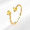 Golden open heart ring with yellow zircon pavé and beaded texture detail on the band - August (Golden Yellow)