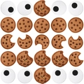 Matrix layout of funny cookie and cartoon eye embroidery patches on white background - 25pcs Mixed Cookies & Eyes Set