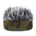 Detail of gray synthetic hair wig and camouflage mesh fabric on baseball cap surface - Camo Mesh with Gray Hair