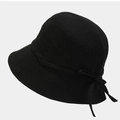 Eleganter schwarzer Fischerhut für Damen mit stilvoller Schleife und atmungsaktivem Stoff - M(56-58cm) / Schwarz