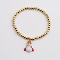 Dettaglio del bracciale a sfere dorate con ciondolo a pupazzo di neve in smalto bianco - Pupazzo di neve-0816YS