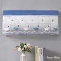 Swan blue wall-mounted air conditioner cover with lace embroidery and mesh fabric - Blue Swan