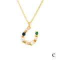 Golden U-shaped necklace with vibrant multicolored zircons and polished chain - Multicolor Zirconia