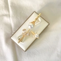 Adjustable 18k gold plated jewelry set featuring butterfly charm and elegant pearls - G White