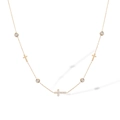 Minimalist gold plated titanium necklace with zircon cross pendant and small charms - Gold