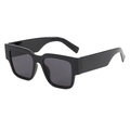 Classic black rectangular sunglasses with oversized frames and thick temples in side view - Black Frame Grey Lens