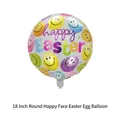 18-inch round foil balloon with Happy Easter text and colorful smiling egg patterns - 18 Inch / 18 Inch Round Smiley Easter Egg