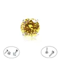 Reservekop voor labret van titaniumstaal met gele zirkonia en 4-klauw zetting - M0.9*2mm (Alleen Kop) / Goud