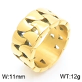 Anillo de cadena cubana para hombre acero inoxidable oro 18k, banda de 11mm color dorado - US 9 / Estilo B Dorado