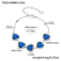 Blaues Herz-Armband aus 18k vergoldetem Edelstahl mit detaillierten Maßen und Details - Blaues Strass-Armband (TXE510) / 17+5cm / Stahlfarben