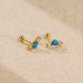 Elegant gold opal helix earring with blue opal stone and sparkling cubic zirconia studs - 925 Silver / Golden (Blue Opal)