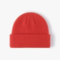 Classic orange-red knit beanie with thick double-layer texture and a wide folded cuff - B325 Orange Red