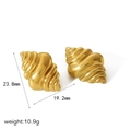 18k vergoldete Edelstahl-Ohrringe im Croissant-Muschel-Design mit Spiralmuster - Muschelschalen-Textur-Stil (TE6928)