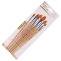 Set of 6 professional art brushes with natural wood handles and orange nylon bristles - 6Pcs Filbert HB185C / Natural Wood Color