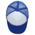 Blue and white mesh trucker hat with colorful beaded chain detail for summer beach - M (56-58cm) / Royal Blue + White