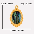 Golden 304 stainless steel oval pendant with colorful abalone shell inlay, 2.3cm high - Gold Abalone Shell Pendant Only (S1996-G-B)
