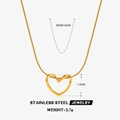 Collana in acciaio inossidabile placcato oro 18K con ciondolo a cuore e catena snake - Oro