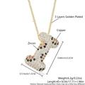 Gold plated letter I pendant necklace with zircon leopard print bubble inlay - Letter I
