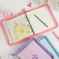 Minimalist cherry PVC loose-leaf notebook binder with grid pages in pastel colors - Blank / Pink