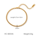 Detailed size specifications of 18K gold plated stainless steel bracelet with dimensions - Curb Chain (HC-B20191)