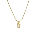 Classic 18k gold plated snake chain necklace featuring a zircon micro-pave letter D pendant - Letter D