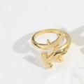 Anello vintage a forma di squalo martello regolabile con finitura dorata - Stile Balena/Squalo Martello / Oro
