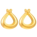 Elegant gold drop earrings with a hollow-out design and 18K gold-plated textured finish - 18k Gold Plated Water Drop X821