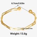 Detaillierte Maße des minimalistischen 18k Gold-Armreifens mit Durchmesser und Breite - Geometrischer Verdrehter Offener Stil (Q76) / Gold