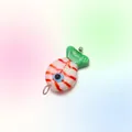 Cute colorful handmade glass fish stud earring with vibrant red stripes and green tail - Red White Fish Charm With Green Tail