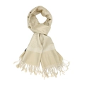 Luxury beige paisley cashmere-feel shawl scarf with tassels for women, minimalist style - Light Camel Jacquard (T003-81)