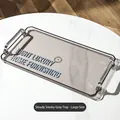Modern rectangular smoky gray tray with silver handles in large size for home decor - Large (41×22cm) / Smoke